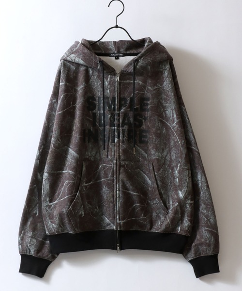 SITRY（シトリー）の「Patterned All Over Print Sweat Zip Hoodie/総柄プリント オーバーサイズ  ショート丈 ダブルジップ 裏起毛 スウェット フルジップパーカー フーディー パーカー スウェット レディース メンズ（パーカー・メンズ・ブラック系その他/グリーン系その他/ピンク系その他/グレー系その他・L/M）」の11枚目の写真