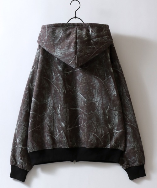 SITRY（シトリー）の「Patterned All Over Print Sweat Zip Hoodie/総柄プリント オーバーサイズ  ショート丈 ダブルジップ 裏起毛 スウェット フルジップパーカー フーディー パーカー スウェット レディース メンズ（パーカー・メンズ・ブラック系その他/グリーン系その他/ピンク系その他/グレー系その他・L/M）」の16枚目の写真