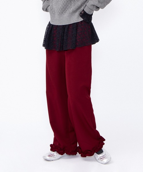 PUNYUS(プニュズ)の「フリルスラックスパンツ(スラックス・レディース・ブラック/レッド/グレー・3/2/1/4)」の3枚目の写真
