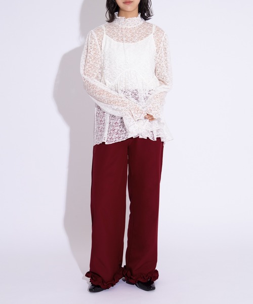 PUNYUS(プニュズ)の「フリルスラックスパンツ(スラックス・レディース・ブラック/レッド/グレー・3/2/1/4)」の8枚目の写真