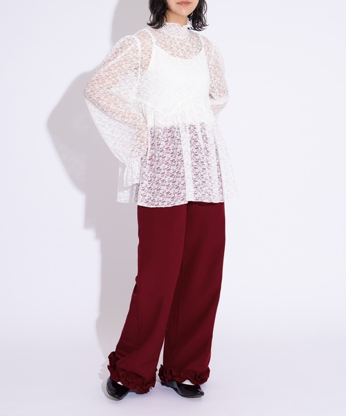 PUNYUS(プニュズ)の「フリルスラックスパンツ(スラックス・レディース・ブラック/レッド/グレー・3/2/1/4)」の10枚目の写真