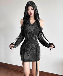 Chick（チック）の「Hooded Mini Dress / フード付きミニワンピース（ワンピース）」