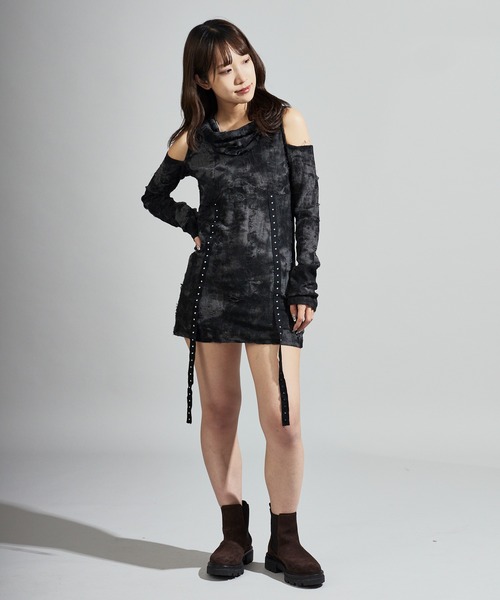 Chick(チック)の「Hooded Mini Dress / フード付きミニワンピース(ワンピース・レディース・ブラック・FREE)」の4枚目の写真