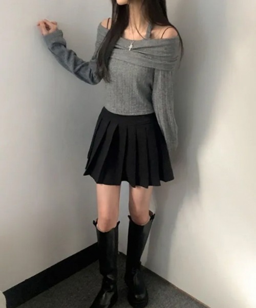 VIVID LADY(ビビッドレディー)の「ホルターネック オフショルリブニットトップス(ニット/セーター・レディース・アイボリー/ブラック/グレー・FREE)」の21枚目の写真