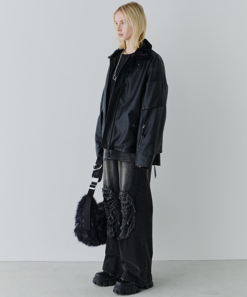 AIVER（アイバー）の「AIVER　2WAYカラーフライトジャケット（ミリタリージャケット・メンズ・ブラック/ブルー/モカ・SMALL/MEDIUM/LARGE）」の4枚目の写真