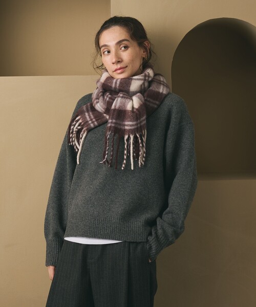 BEAUTY&YOUTH UNITED ARROWS（ビューティーアンドユースユナイテッドアローズ）の「チェック ストール（ストール/ショール・レディース・ベージュ/ダークブラウン/ライトブルー・FREE）」の6枚目の写真