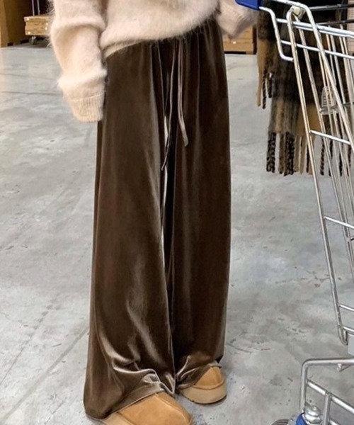 Forcement(フォースメント)の「ベロアワイドパンツ(その他パンツ・レディース・ブラウン/ブラック・FREE)」の3枚目の写真