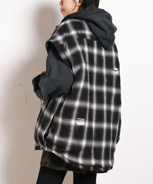 AP STUDIO(エーピーストゥディオ)の「【StandAlone/スタンド アローン】PADDED FLANNEL JACKET(その他アウター・レディース・ブラック・FREE)」の2枚目の写真