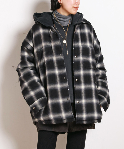 AP STUDIO(エーピーストゥディオ)の「【StandAlone/スタンド アローン】PADDED FLANNEL JACKET(その他アウター・レディース・ブラック・FREE)」の7枚目の写真