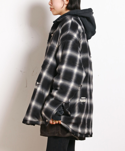 AP STUDIO(エーピーストゥディオ)の「【StandAlone/スタンド アローン】PADDED FLANNEL JACKET(その他アウター・レディース・ブラック・FREE)」の8枚目の写真