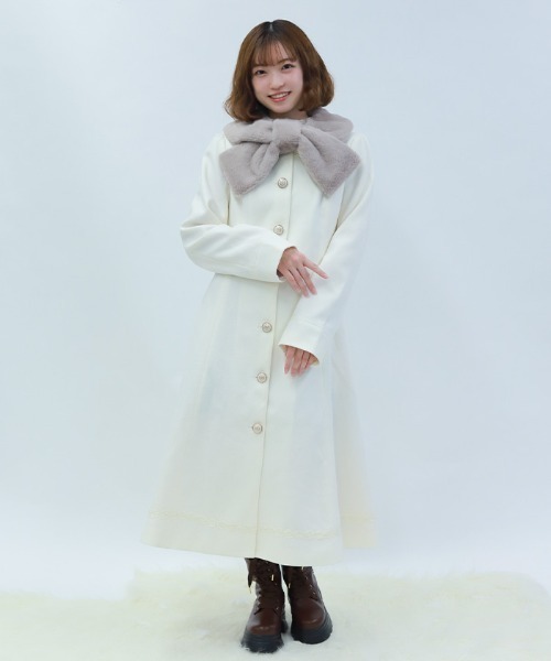 NUDE:IM FEMME アートプリント ロングコート NUDE:IM FEMME アートプリント ロングコート サイドプリーツロング