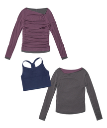 PARTIMENTO WOMEN（パルティメントウィメン）の「Double Faced Pintuck Drape Top 2PACK_Plum（Tシャツ/カットソー）」