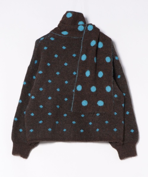 Never mind the XU / Chikashitsu+（ネバーマインド ザ エックスユー / チカシツプラス）の「【Nerd out XU】dot muffler Knit cardigan / 【ナードアウトエックスユー】ドットマフラーニットカーディガン <着用動画あり>（カーディガン/ボレロ・メンズ・ブラウン・ONE SIZE）」の16枚目の写真