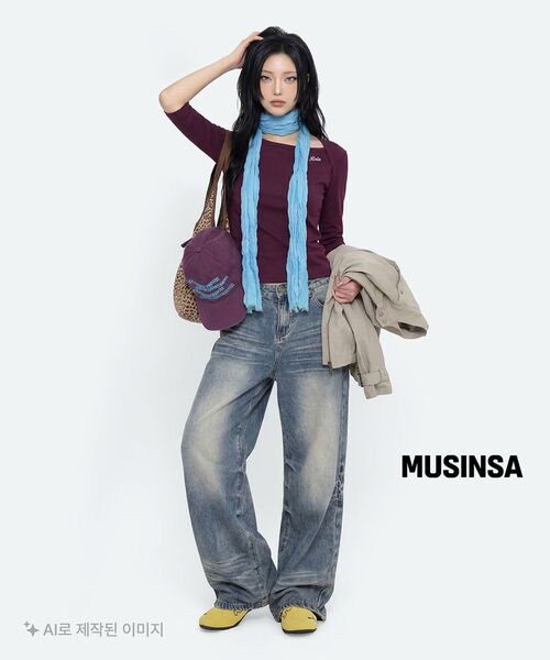 AAKAM(アーカム)の「Washed Zipper Slit Denim Pants (Sky Blue)(デニムパンツ・レディース・その他・1/2)」の4枚目の写真