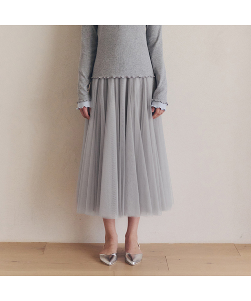 ZEROSTREET（ゼロストリート）の「[5カラー] ロングフレアシャスカート（スカート・レディース・ブラック/ネイビー/Beige/グレー系/ライトグレー・MEDIUM/SMALL）」の2枚目の写真