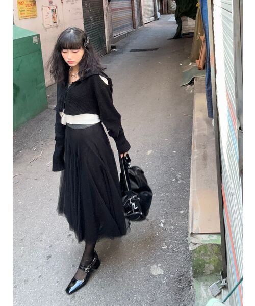 ZEROSTREET（ゼロストリート）の「[5カラー] ロングフレアシャスカート（スカート・レディース・ブラック/ネイビー/Beige/グレー系/ライトグレー・MEDIUM/SMALL）」の11枚目の写真