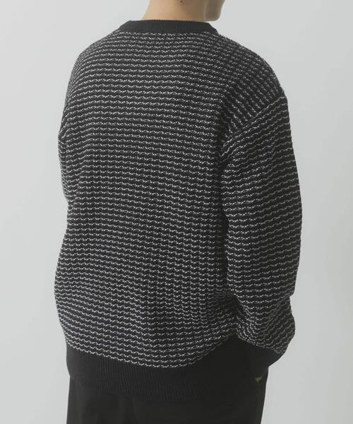 ITEMS URBANRESEARCH（アイテムズ アーバンリサーチ）の「リバースバーズアイ クルーネック ニット（ニット/セーター・メンズ・ブラック系その他/オフホワイト/ネイビー・MEDIUM/LARGE）」の12枚目の写真