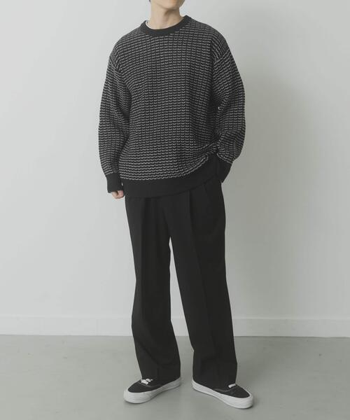 ITEMS URBANRESEARCH（アイテムズ アーバンリサーチ）の「リバースバーズアイ クルーネック ニット（ニット/セーター・メンズ・ブラック系その他/オフホワイト/ネイビー・MEDIUM/LARGE）」の13枚目の写真