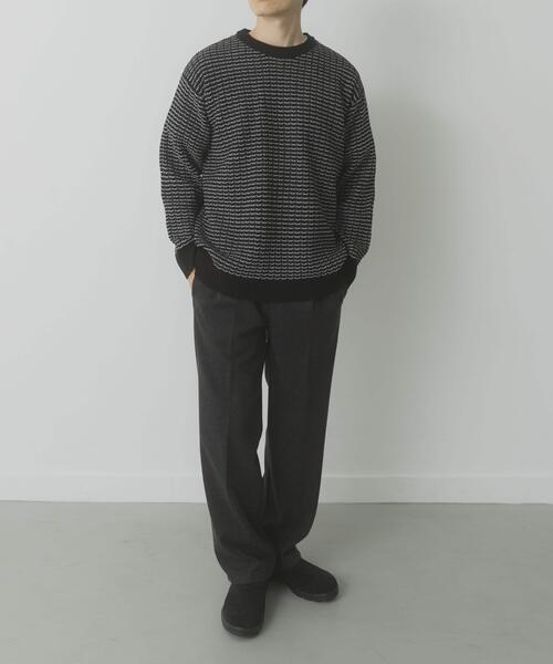 ITEMS URBANRESEARCH（アイテムズ アーバンリサーチ）の「リバースバーズアイ クルーネック ニット（ニット/セーター・メンズ・ブラック系その他/オフホワイト/ネイビー・MEDIUM/LARGE）」の14枚目の写真