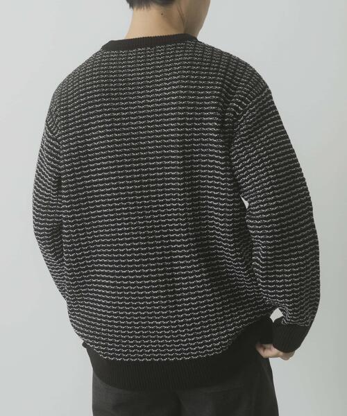 ITEMS URBANRESEARCH（アイテムズ アーバンリサーチ）の「リバースバーズアイ クルーネック ニット（ニット/セーター・メンズ・ブラック系その他/オフホワイト/ネイビー・MEDIUM/LARGE）」の22枚目の写真