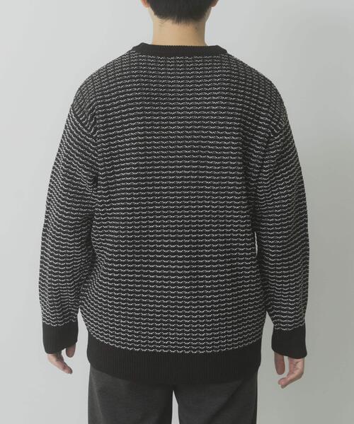 ITEMS URBANRESEARCH（アイテムズ アーバンリサーチ）の「リバースバーズアイ クルーネック ニット（ニット/セーター・メンズ・ブラック系その他/オフホワイト/ネイビー・MEDIUM/LARGE）」の18枚目の写真