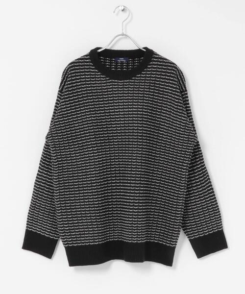 ITEMS URBANRESEARCH（アイテムズ アーバンリサーチ）の「リバースバーズアイ クルーネック ニット（ニット/セーター・メンズ・ブラック系その他/オフホワイト/ネイビー・MEDIUM/LARGE）」の19枚目の写真