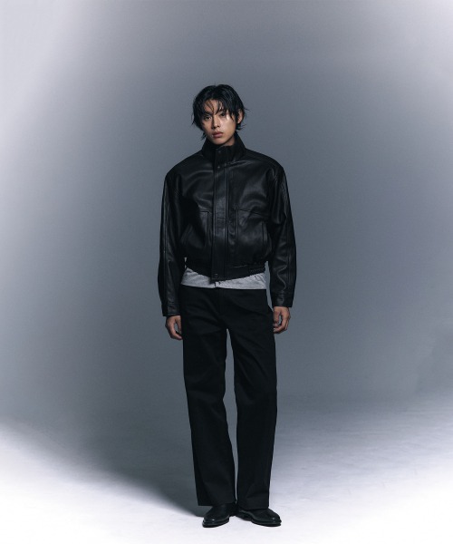 クロップハイネックレザーパネルジャケット（その他アウター）｜BOWLOW