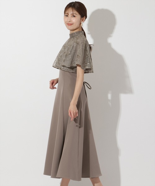 ラメフラワーチュールレイヤードドレス（ドレス）｜AND COUTURE