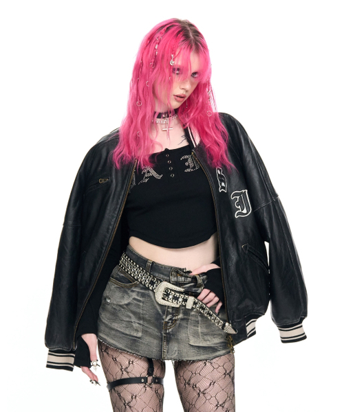 SCHISM INDUCING(スキズムインデューシング)の「AGING LEATHER BOMBER(スタジャン・レディース・その他・MEDIUM/LARGE)」の13枚目の写真