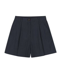 ワイドプリーツテクスチャーハーフパンツ_NAVY