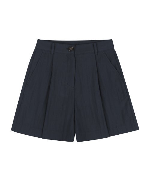 STEP AROUND(ステップアラウンド)の「ワイドプリーツテクスチャーハーフパンツ_NAVY(その他パンツ・レディース・その他・SMALL)」の1枚目の写真