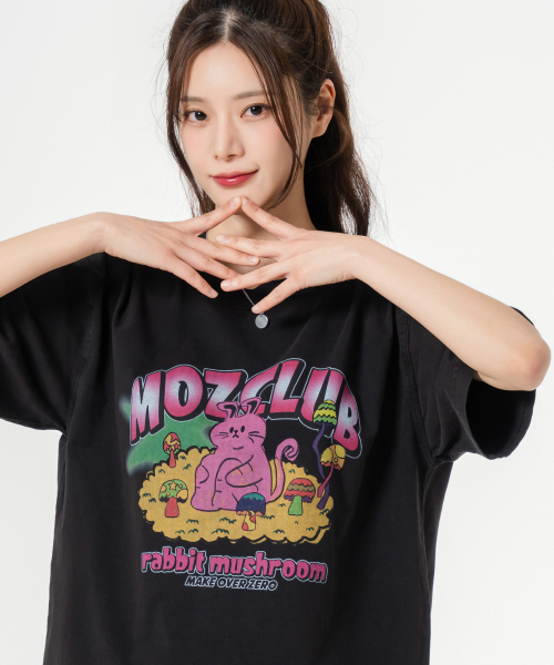 MOZMOZ(モズモズ)の「ハイラビット オーバーサイズ ピグメント 半袖Tシャツ ブラック(Tシャツ/カットソー・レディース・その他・M/XL)」の1枚目の写真