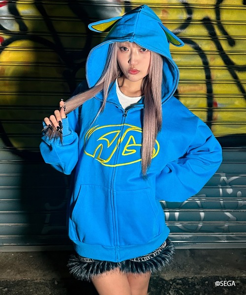 A'gem SONIC パーカー A'GEM/9 × .kom 『A'gem/エージェム』 METAL SONIC ZIP UP HOODIE