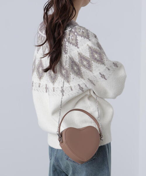 FREE'S MART（フリーズマート）の「ハートミニショルダーバッグ（ショルダーバッグ・レディース・ブラウン/ブラック/シルバー・ﾌﾘ-）」の11枚目の写真