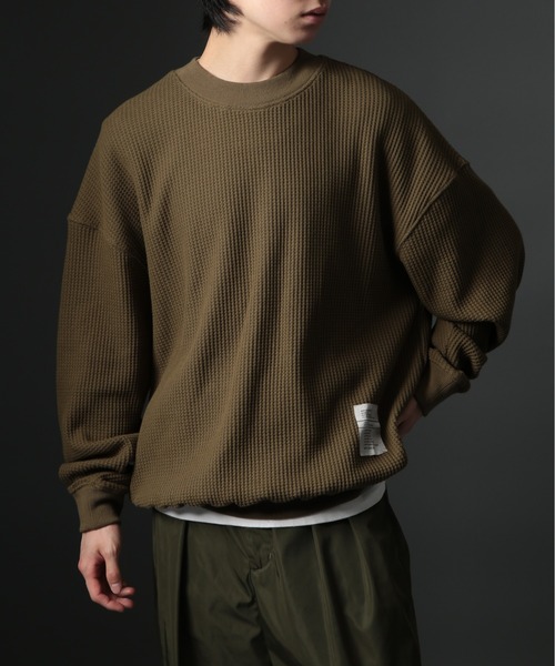MAISON CLUB(メゾンクラブ)の「【MAISON CLUB】HEAVY OZ MOCK NECK WAFFLE SWEATER ヘビーオンスモックネックドライワッフルスウェット /MILITARY ミリタリー(スウェット・メンズ・ブラック/グレー/ホワイト・M/L)」の10枚目の写真