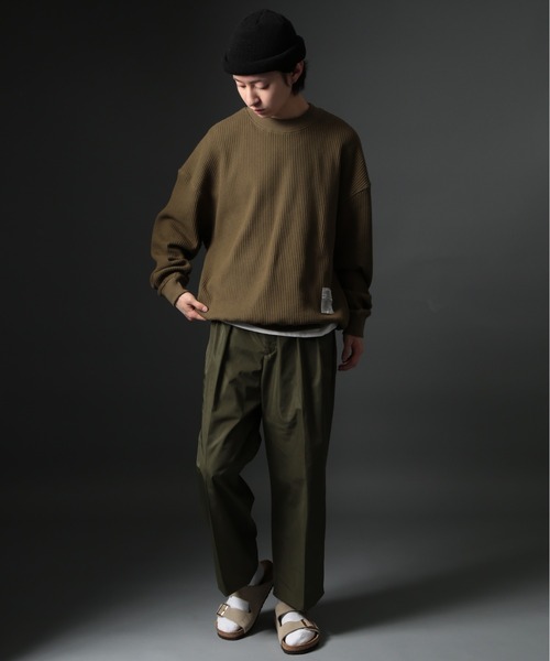 MAISON CLUB(メゾンクラブ)の「【MAISON CLUB】HEAVY OZ MOCK NECK WAFFLE SWEATER ヘビーオンスモックネックドライワッフルスウェット /MILITARY ミリタリー(スウェット・メンズ・ブラック/グレー/ホワイト・M/L)」の6枚目の写真