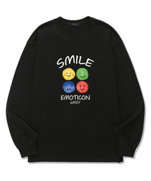 WISSY（ウィッシー）の「スマイルエモティコン 長袖Tシャツ (WLS007) ブラック（Tシャツ/カットソー）」