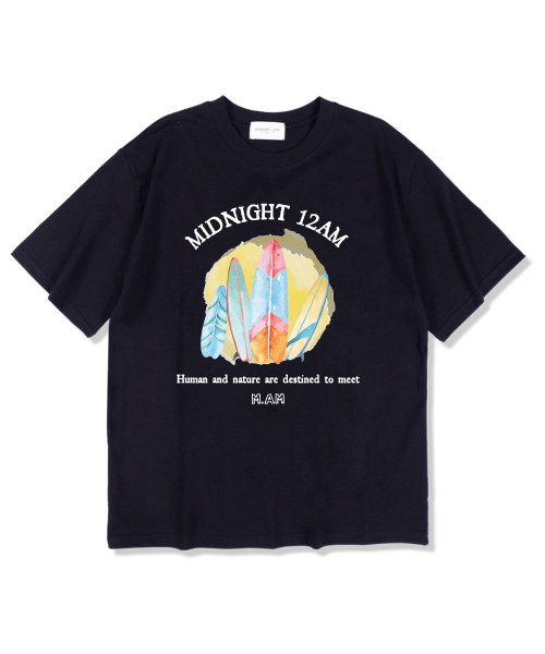 MIDNIGHT12AM(ミッドナイト12エーエム)の「スイッチハイドサーフィンボード 半袖Tシャツ ネイビー(Tシャツ/カットソー・メンズ・その他・LARGE/X-LARGE/XX-LARGE)」の1枚目の写真