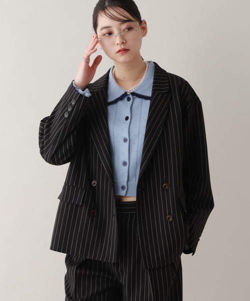 RAGEBLUE（レイジブルー）の「ルーズダブルテーラードジャケット/セットアップ対応（テーラードジャケット・レディース・ブラウン/ベージュ系2/ブラック系9・FREE）」の2枚目の写真