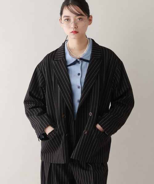 RAGEBLUE（レイジブルー）の「ルーズダブルテーラードジャケット/セットアップ対応（テーラードジャケット・レディース・ブラウン/ベージュ系2/ブラック系9・FREE）」の4枚目の写真