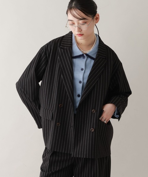 RAGEBLUE（レイジブルー）の「ルーズダブルテーラードジャケット/セットアップ対応（テーラードジャケット・レディース・ブラウン/ベージュ系2/ブラック系9・FREE）」の5枚目の写真