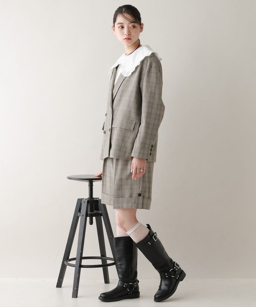 RAGEBLUE（レイジブルー）の「ルーズダブルテーラードジャケット/セットアップ対応（テーラードジャケット・レディース・ブラウン/ベージュ系2/ブラック系9・FREE）」の7枚目の写真