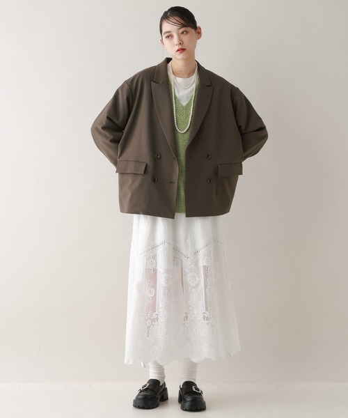 RAGEBLUE（レイジブルー）の「ルーズダブルテーラードジャケット/セットアップ対応（テーラードジャケット・レディース・ブラウン/ベージュ系2/ブラック系9・FREE）」の11枚目の写真