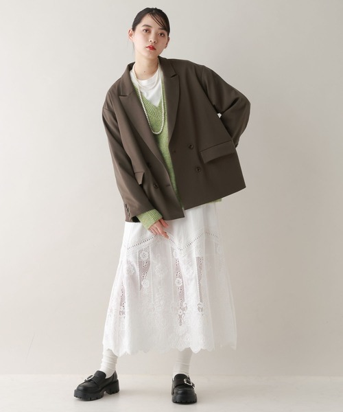 RAGEBLUE（レイジブルー）の「ルーズダブルテーラードジャケット/セットアップ対応（テーラードジャケット・レディース・ブラウン/ベージュ系2/ブラック系9・FREE）」の12枚目の写真