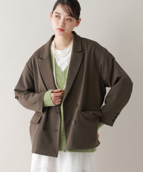 RAGEBLUE（レイジブルー）の「ルーズダブルテーラードジャケット/セットアップ対応（テーラードジャケット・レディース・ブラウン/ベージュ系2/ブラック系9・FREE）」の14枚目の写真