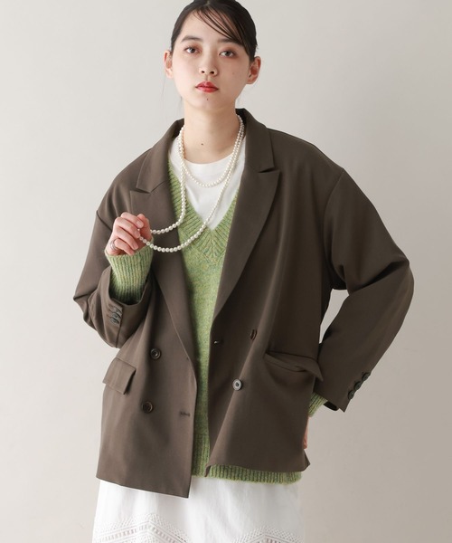 RAGEBLUE（レイジブルー）の「ルーズダブルテーラードジャケット/セットアップ対応（テーラードジャケット・レディース・ブラウン/ベージュ系2/ブラック系9・FREE）」の15枚目の写真