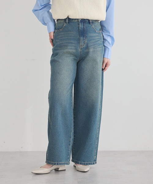 earth music&ecology（アースミュージックアンドエコロジー）の「【2026SS】スタッズデニムパンツ（デニムパンツ・レディース・ライトインディゴブルー/ブルー系その他・S/M）」の13枚目の写真