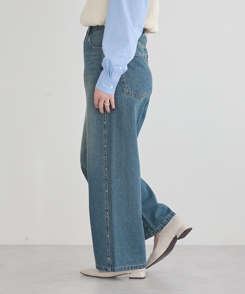 earth music&ecology（アースミュージックアンドエコロジー）の「【2026SS】スタッズデニムパンツ（デニムパンツ・レディース・ライトインディゴブルー/ブルー系その他・S/M）」の14枚目の写真