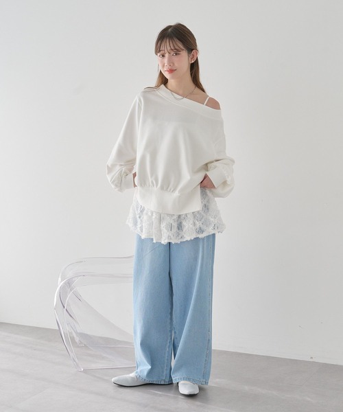 earth music&ecology（アースミュージックアンドエコロジー）の「【2026SS】スタッズデニムパンツ（デニムパンツ・レディース・ライトインディゴブルー/ブルー系その他・S/M）」の6枚目の写真