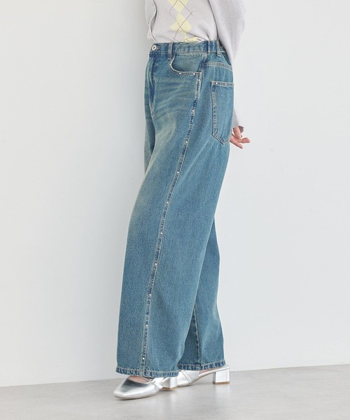 earth music&ecology（アースミュージックアンドエコロジー）の「【2026SS】スタッズデニムパンツ（デニムパンツ・レディース・ライトインディゴブルー/ブルー系その他・S/M）」の9枚目の写真